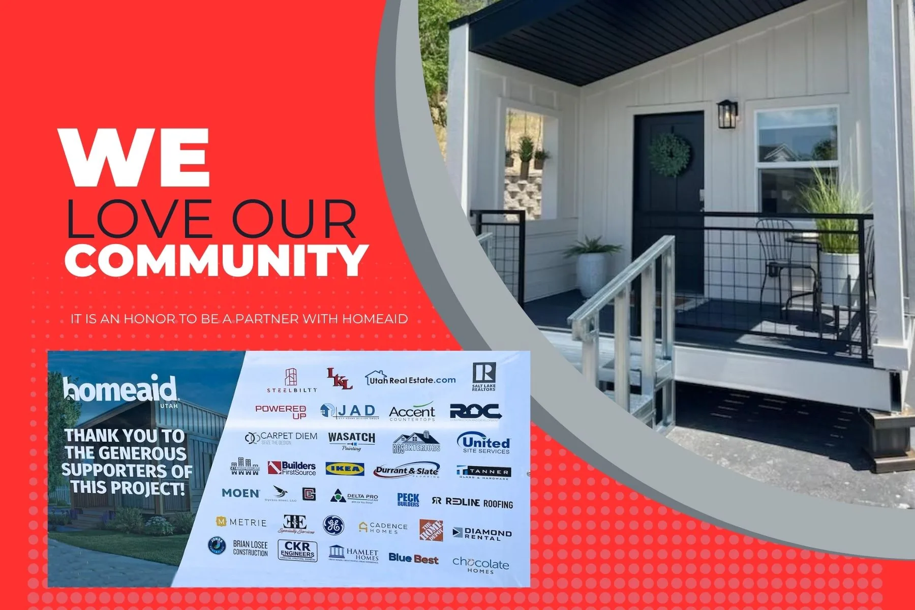 We Love Our Community — it is an honor to be a partner with HomeAid, alongside the tiny home and supporters Powered Up Inc. joined for the project